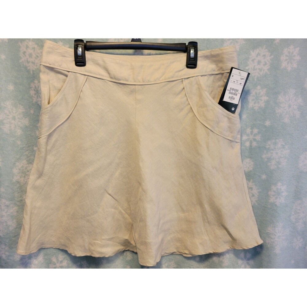 H&M Size 16 Casual Mini A Line Skirt Zip Closure Khaki Cotton NWT Preppy Goth